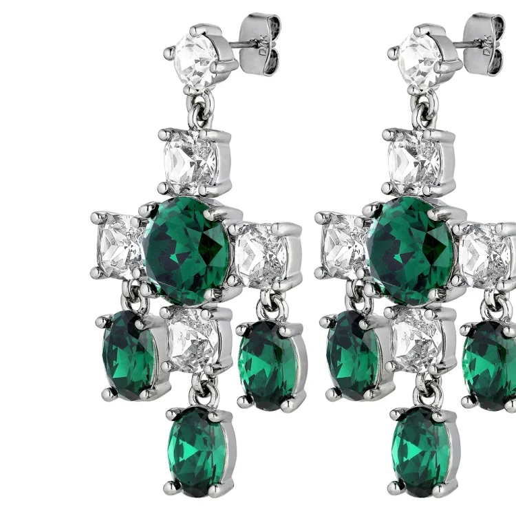 Серьги Dyrberg Kern LEONORA SS EMERALD GREEN / CRYSTAL 430072