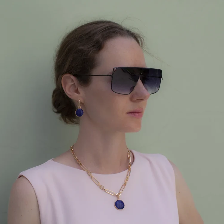 Серьги Fiore Luna NATURAL LAPIS LE1116 BL/G