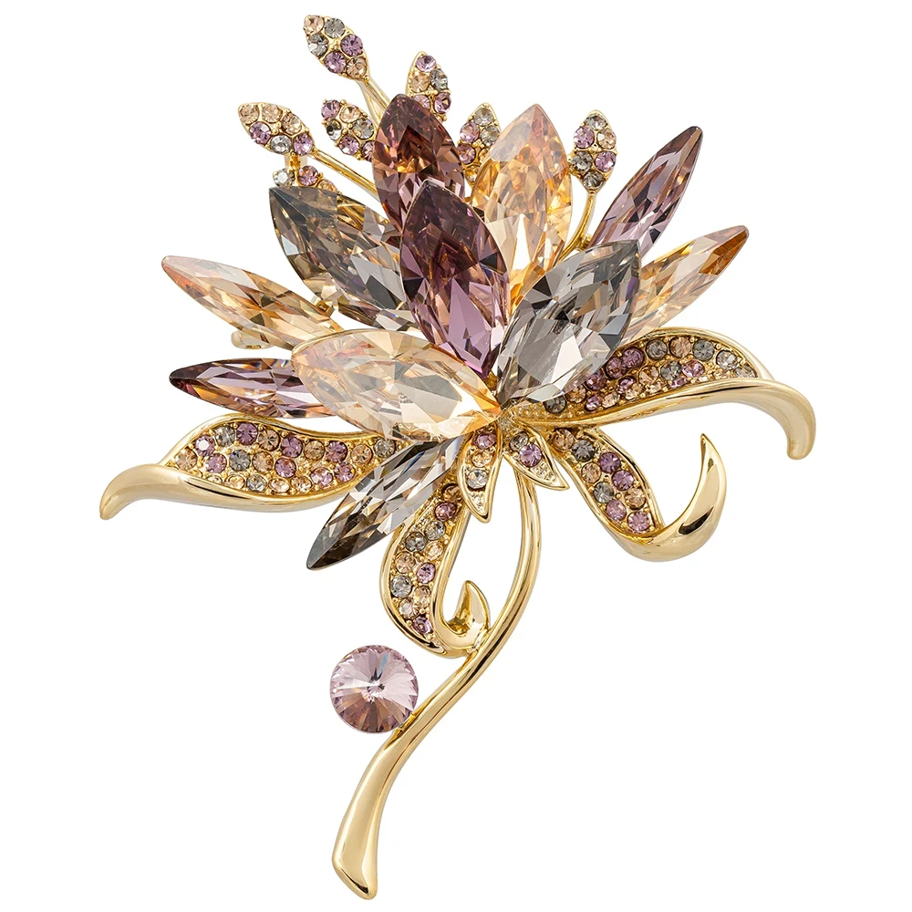 Брошь Райский цветок crystal peach XR12932a1 V/G Fiore Luna