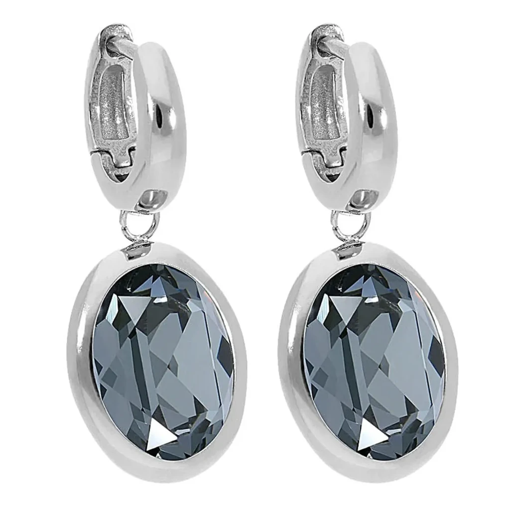 Серьги Qudo Creole TIVOLA small S silver night 310626 BW/S