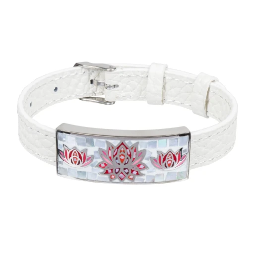 Браслет Fiore Luna на белом кожанном ремешке CB03596-5A