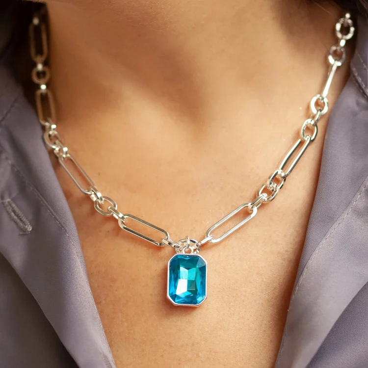 Колье Fiore Luna Aquamarine LN6095 S