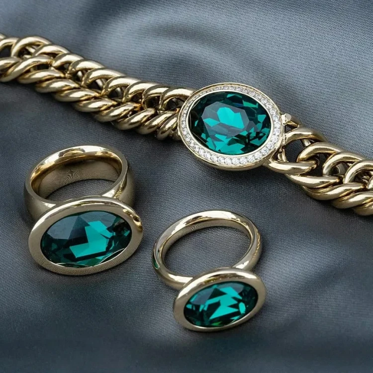 Кольцо Qudo TIVOLA big S emerald  19 мм 632325/19 G/S