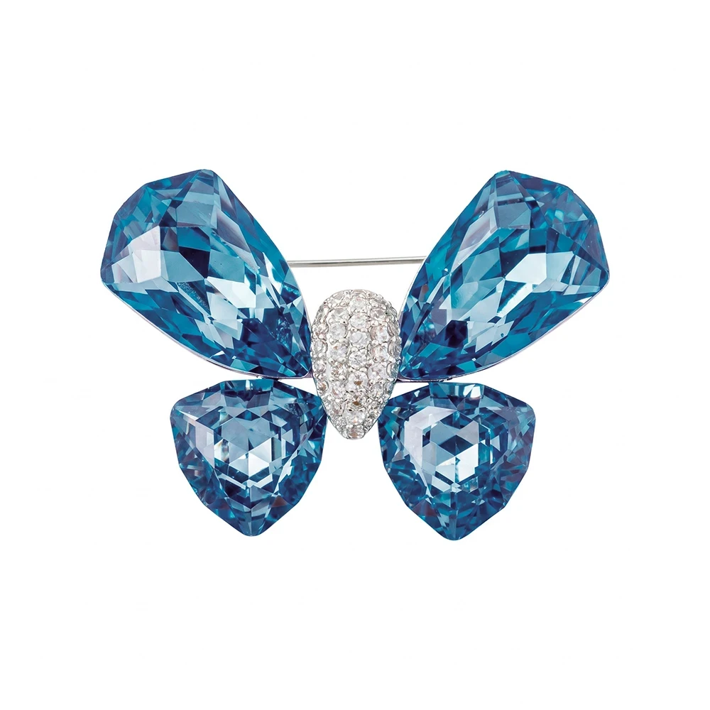 Брошь Бабочка crystal blue XR12803 BL/S Fiore Luna