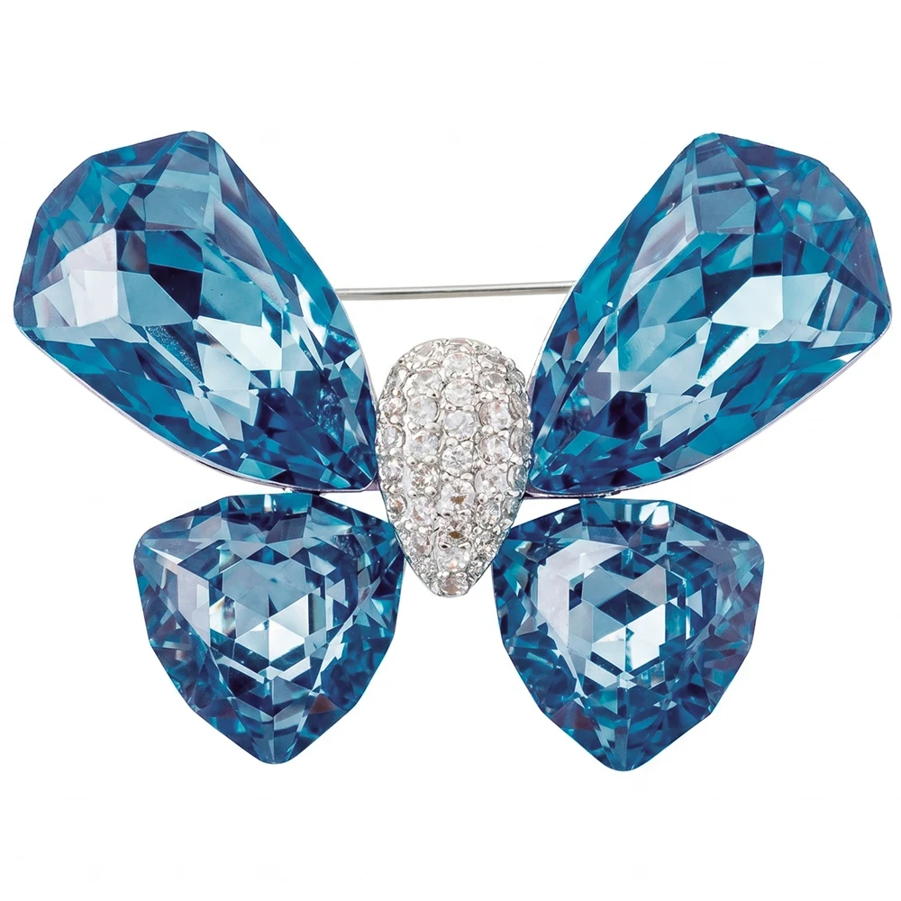 Брошь Бабочка crystal blue XR12803 BL/S Fiore Luna