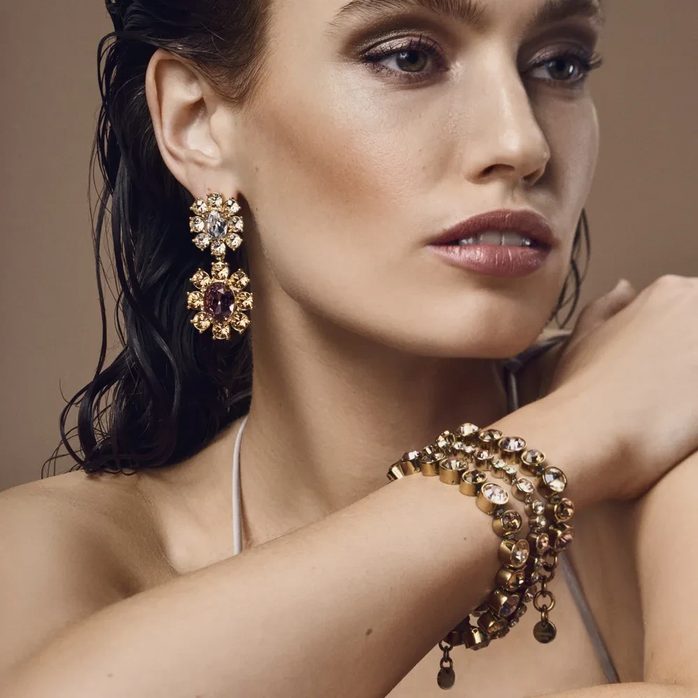 Серьги Dyrberg Kern LINA SG BROWN /GOLDEN 450074