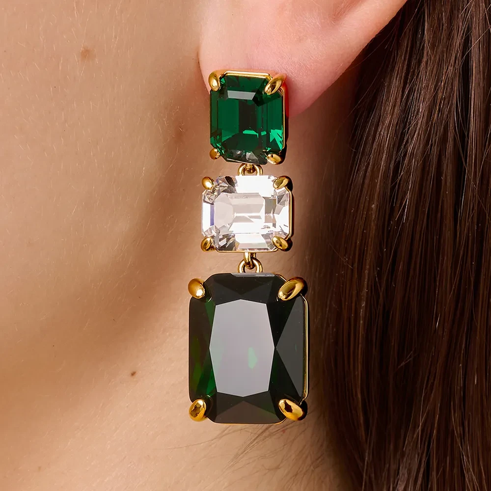 Серьги Dyrberg Kern ESMARA SG EMERALD GREEN / CRYSTAL 470150