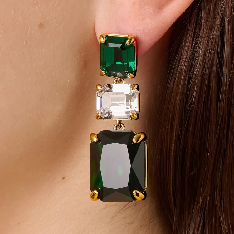 Серьги Dyrberg Kern ESMARA SG EMERALD GREEN / CRYSTAL 470150