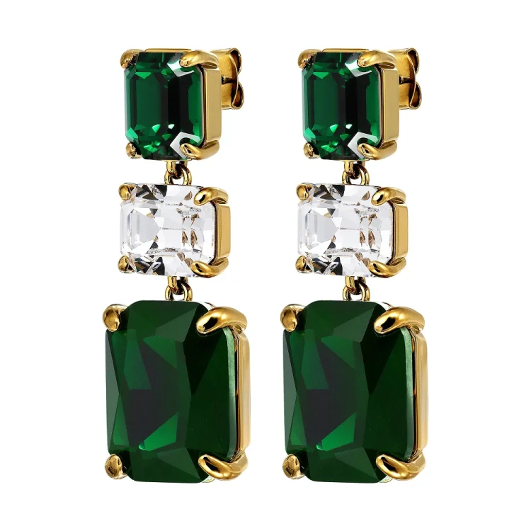 Серьги Dyrberg Kern ESMARA SG EMERALD GREEN / CRYSTAL 470150
