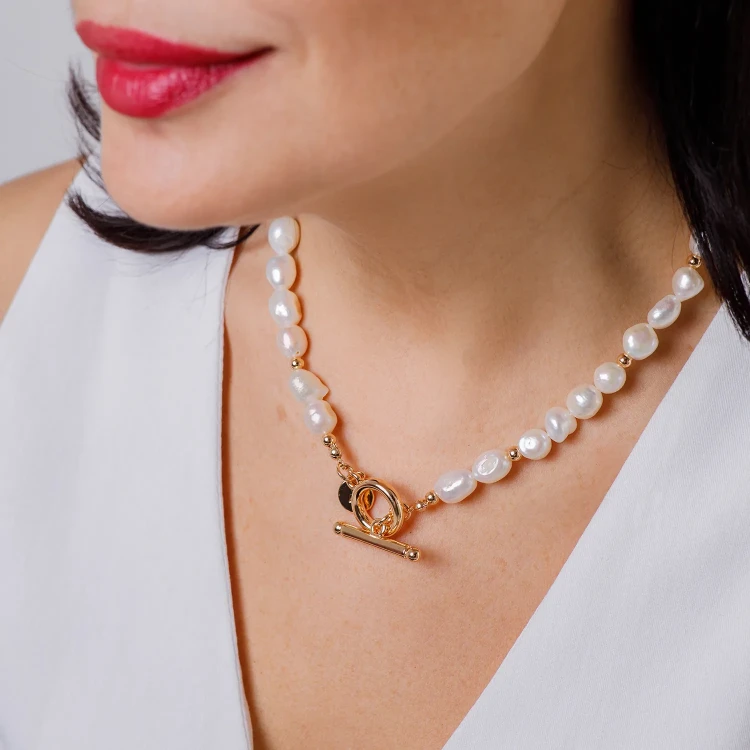 Колье Fiore Luna String of Pearls Сarabiner BL4508 G