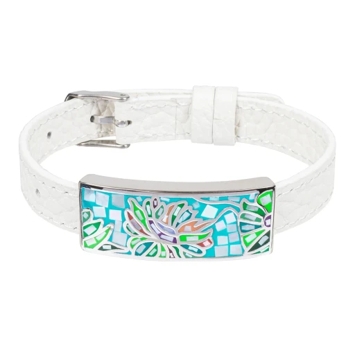 Браслет Fiore Luna на белом кожанном ремешке CB03598-8A