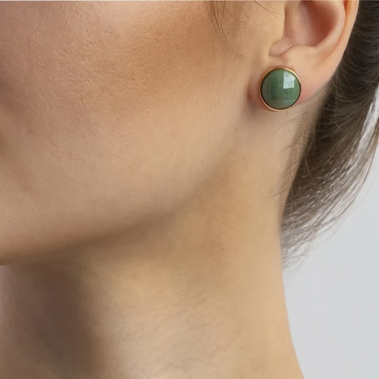 Пусеты pearl green quartz A1184.16 G/G