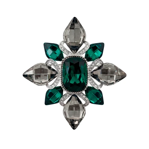 Брошь Icon crystal green BR14908 G/S Fiore Luna