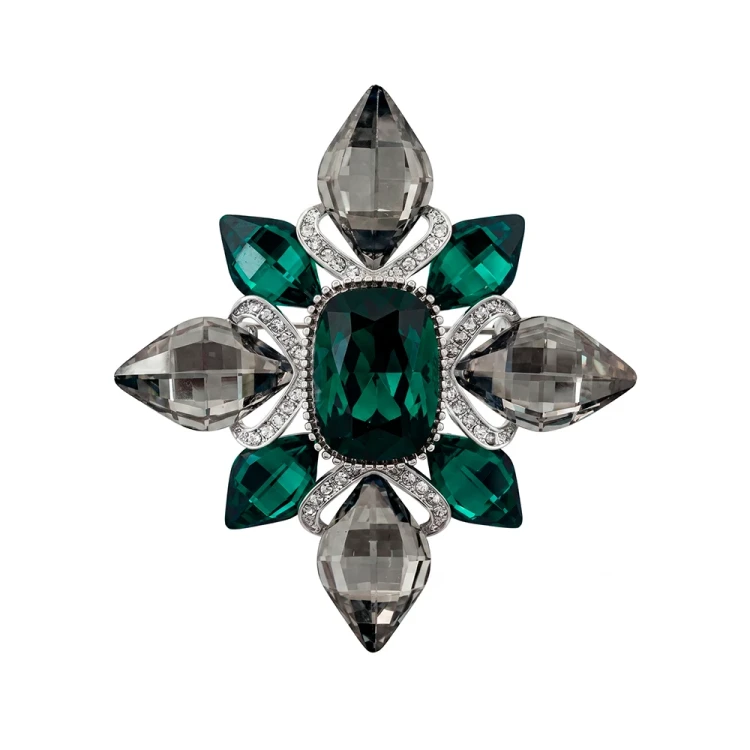 Брошь Icon crystal green BR14908 G/S Fiore Luna