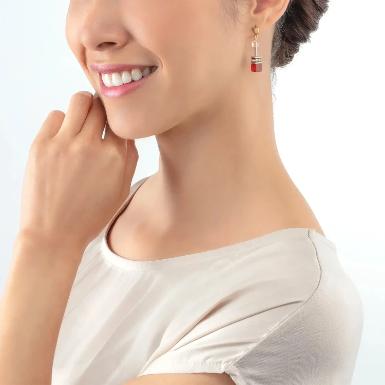 Пусеты COEUR DE LION  Red-Beige 4905/21-0310