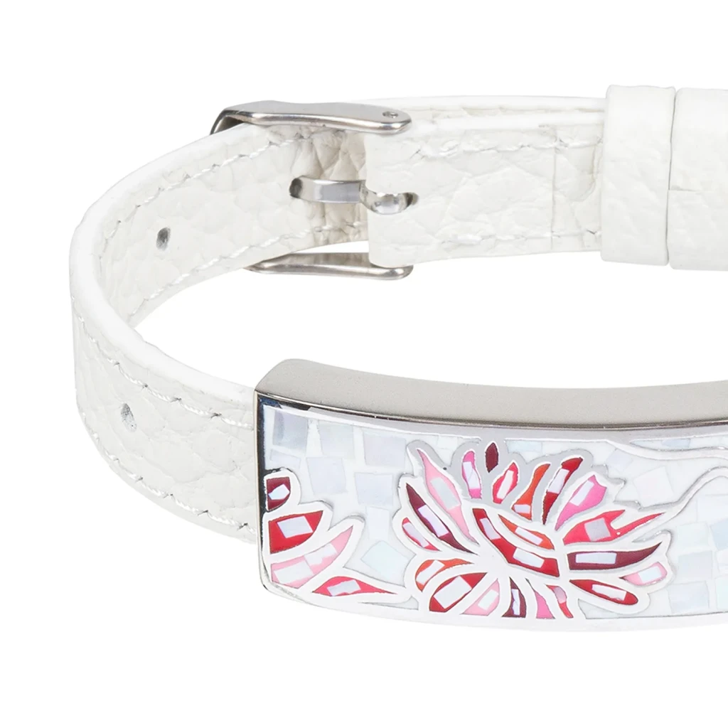 Браслет Fiore Luna на белом кожанном ремешке CB03598-6A