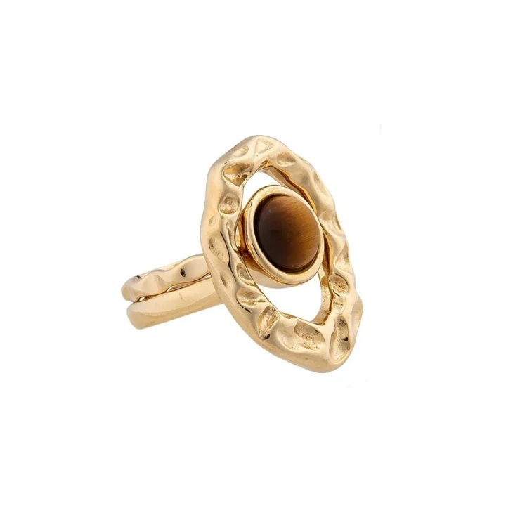 Кольцо Possebon двойное Tiger Eye 18 мм K7158.15/17.8 BR/G