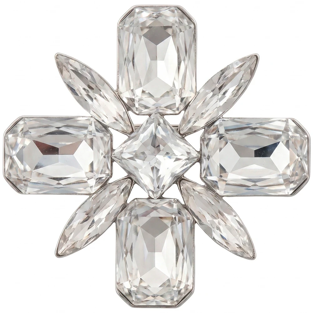 Брошь Muse white crystal BR14703 BW/S Fiore Luna