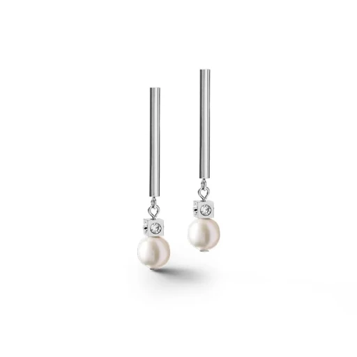 Серьги Coeur de Lion Asymmetry White-Silver 1102/21-1417