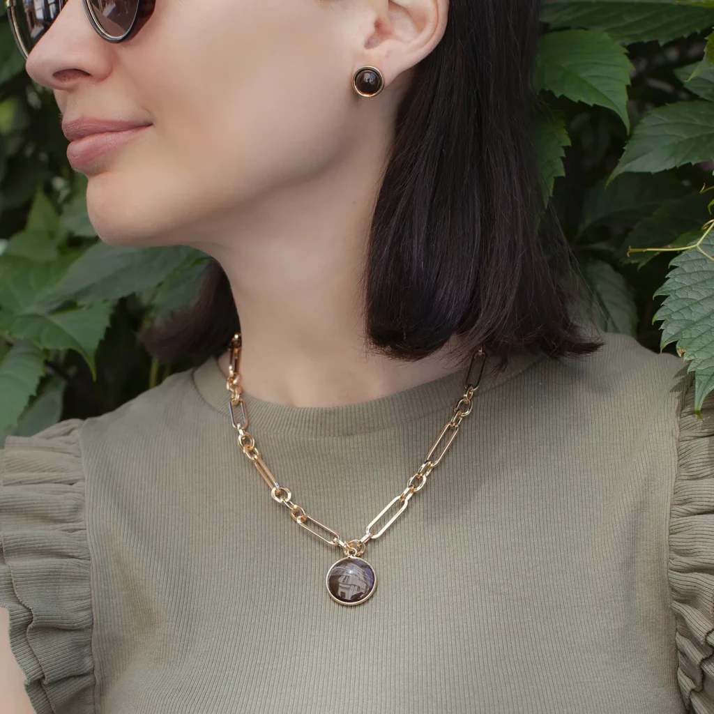 Колье Fiore Luna COFFE AGATE LN5148 BR/G
