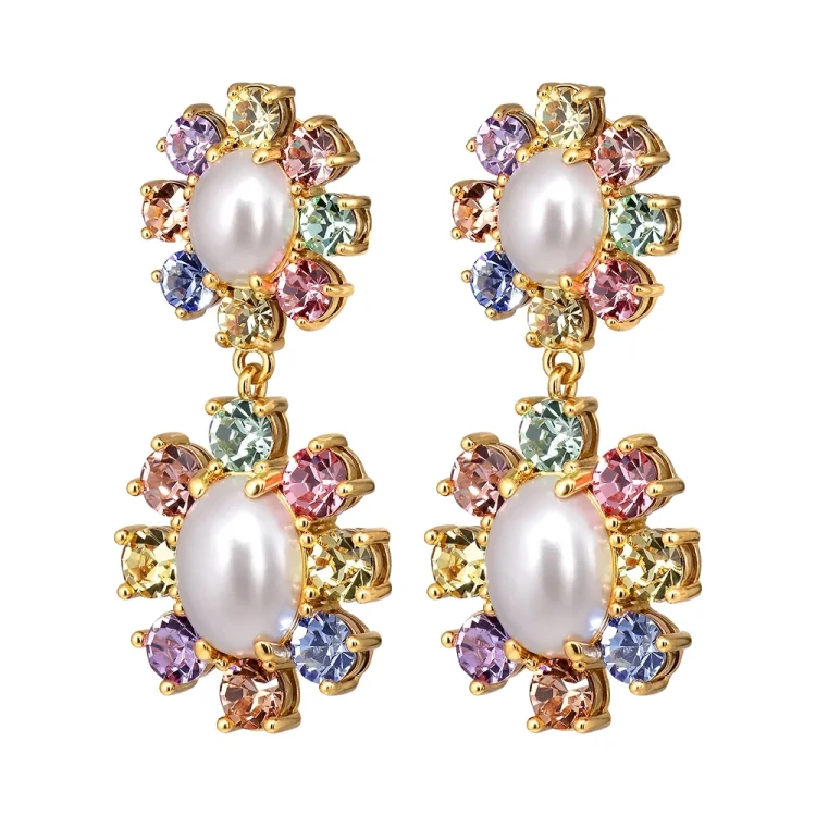 Серьги Dyrberg Kern LINA SG PASTEL MULTI / WHITE PEARL 460507