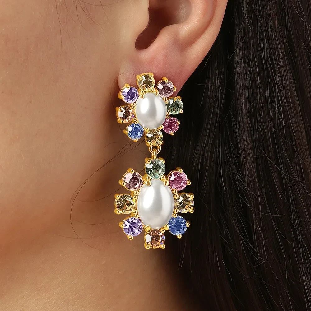 Серьги Dyrberg Kern LINA SG PASTEL MULTI / WHITE PEARL 460507