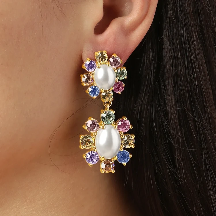 Серьги Dyrberg Kern LINA SG PASTEL MULTI / WHITE PEARL 460507