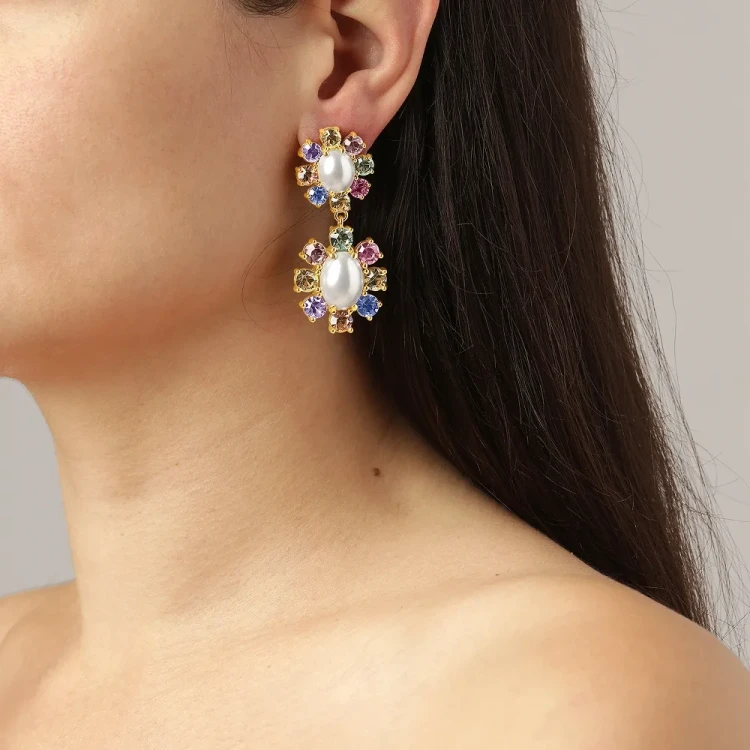 Серьги Dyrberg Kern LINA SG PASTEL MULTI / WHITE PEARL 460507