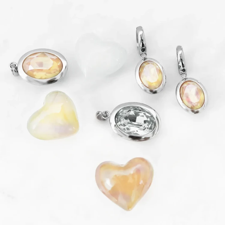 Серьги Qudo Creole TIVOLA small S ivory cream delite 310698 BW/S