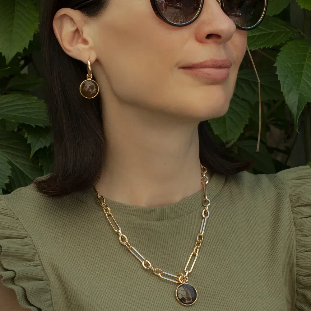 Серьги Fiore Luna COFFE AGATE LE1117 BR/G