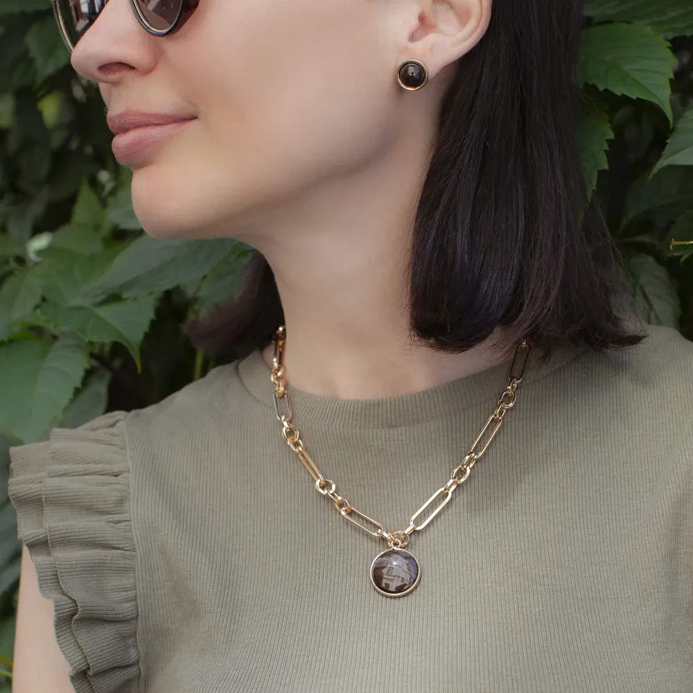 Fiore Luna Пусеты TIGER EYE LE1110 BR/G