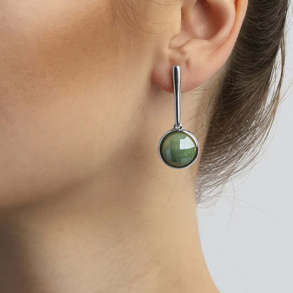 Серьги Possebon pearl green quartz A1269.16 G/S
