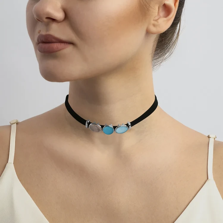 Чокер quartz rose/madre azul/opaline B0207.9.20.25 R/BL/BW/S