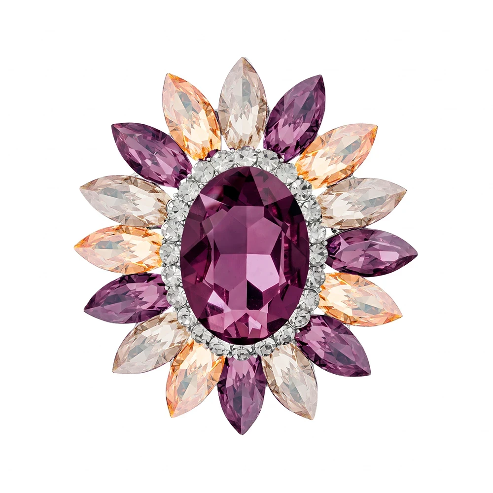 Брошь Sunflower crystal violet BR14649p V/S Fiore Luna