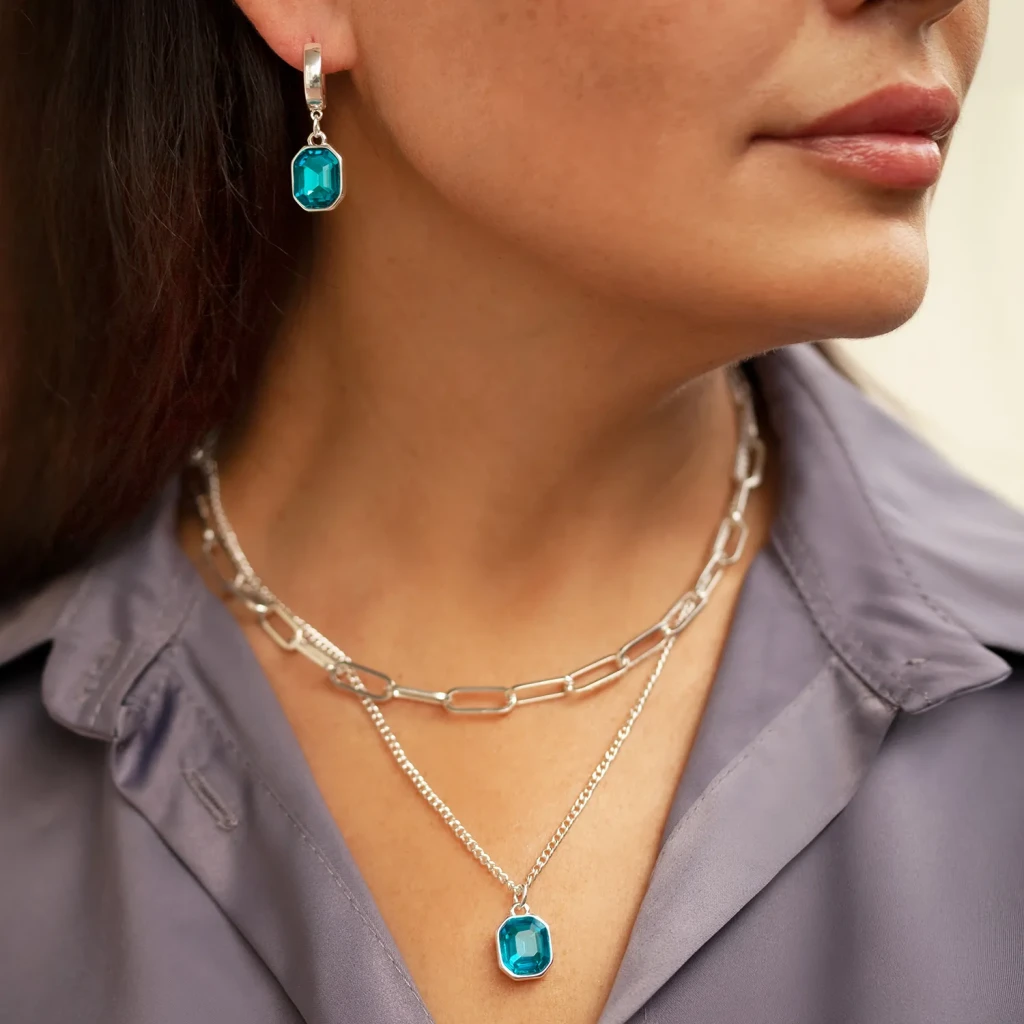Колье Fiore Luna Aquamarine LN6103 S
