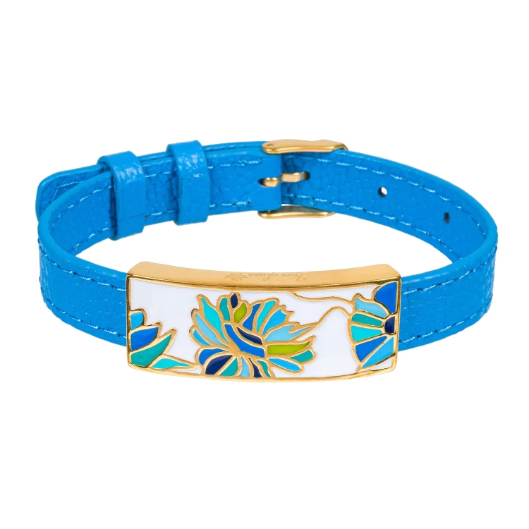 Браслет Fiore Luna на голубом кожанном ремешке CB03599-26A
