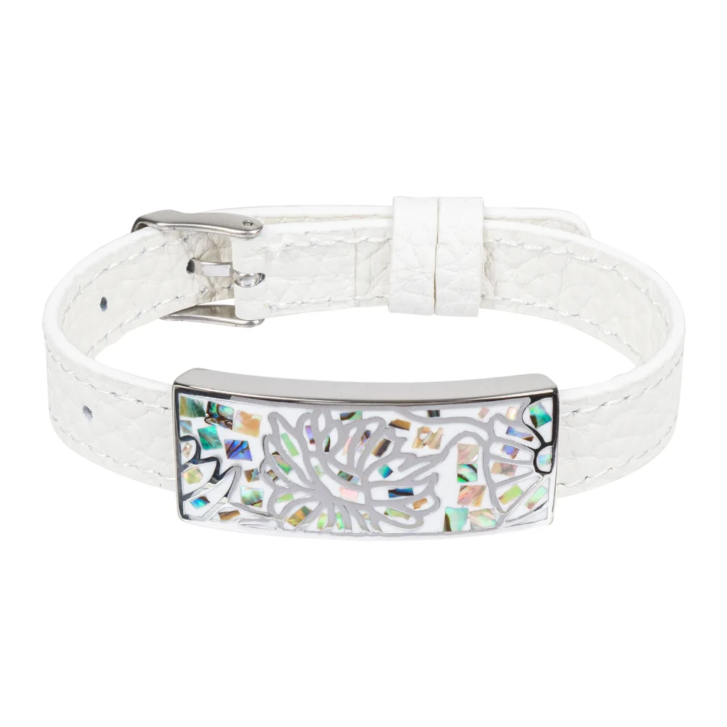 Браслет Fiore Luna на белом кожанном ремешке CB03598-7A