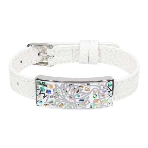 Браслет Fiore Luna на белом кожанном ремешке CB03598-7A
