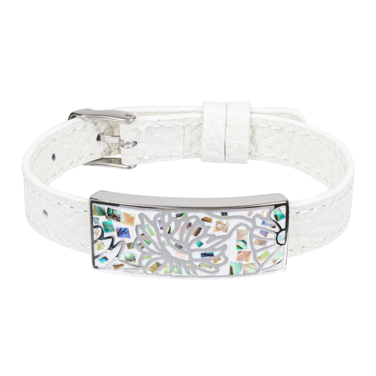 Браслет Fiore Luna на белом кожанном ремешке CB03598-7A