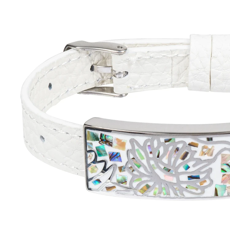 Браслет Fiore Luna на белом кожанном ремешке CB03598-7A