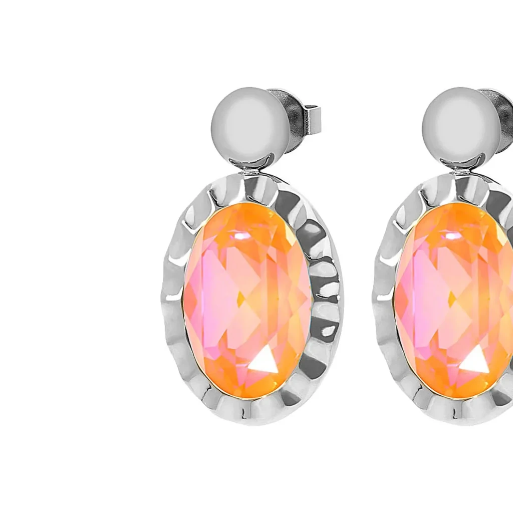 Серьги Qudo TIVOLA UNICA big (S/P) Crystal orange ignite 2,65cm 332213