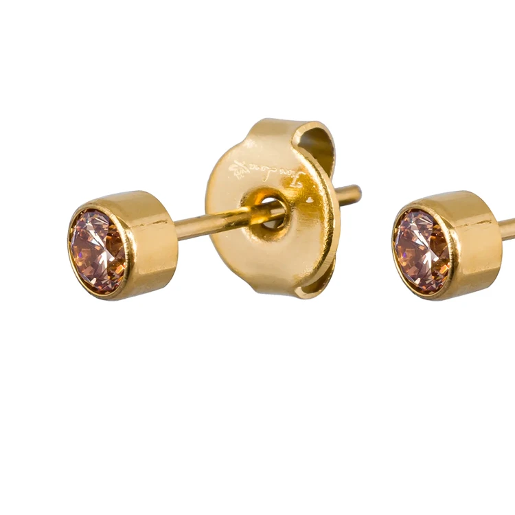 Пусеты Cubic zirconia Champagne Fiore Luna SWE0128 CH G