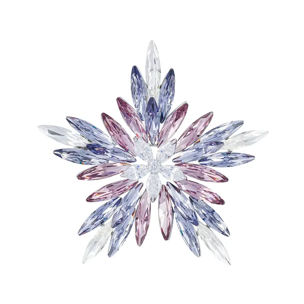Брошь Fiore Luna СНЕЖИНКА  Zircon+crystal XR1279B2 V/S